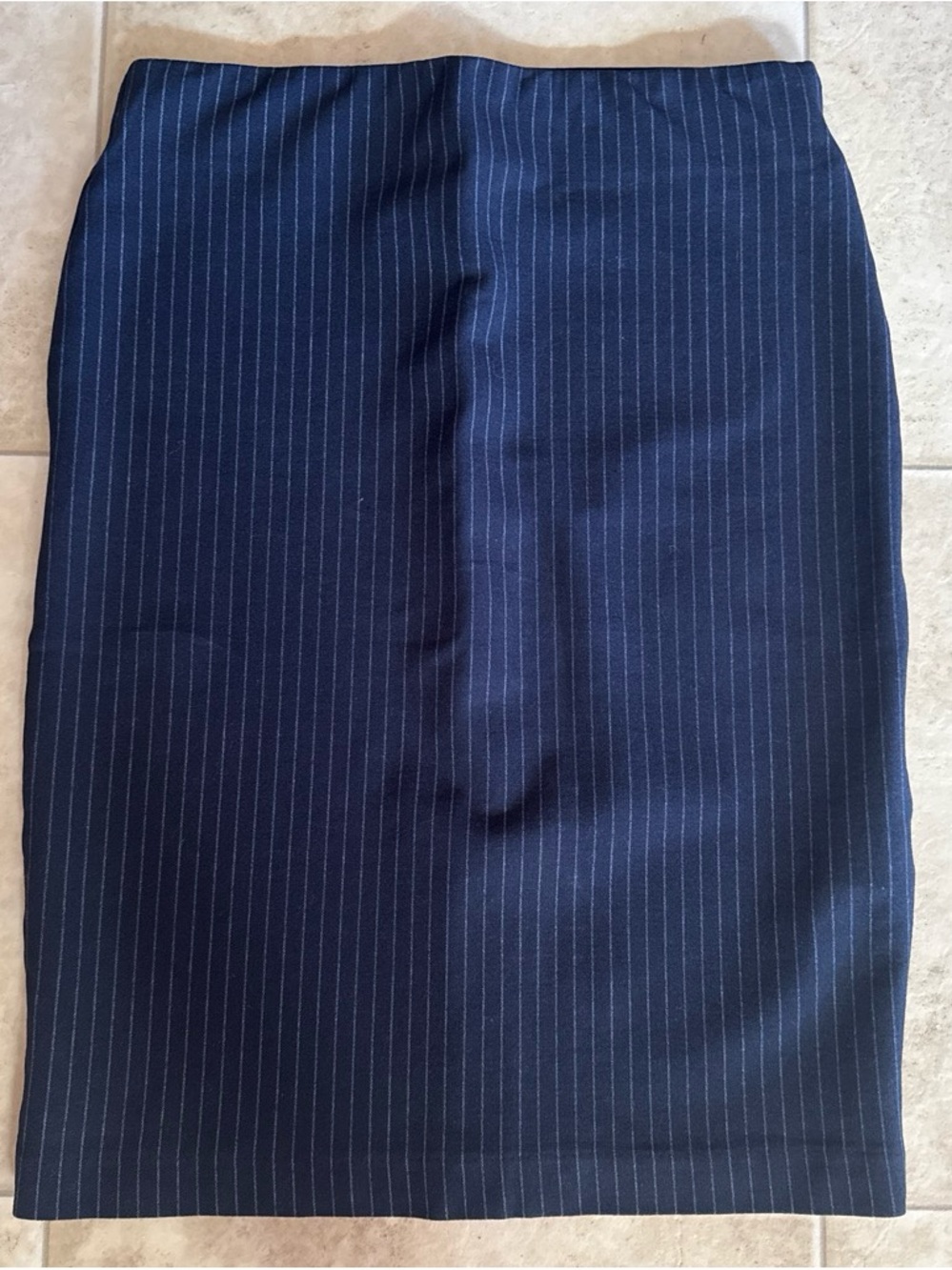 Zara Navy Pinstripe Pencil Skirt